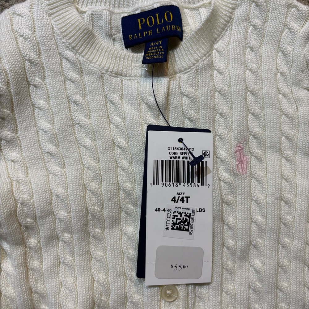 Polo by Ralph Lauren Toddler’s Cream Cable Knit Cardigan - Picture 2 of 3